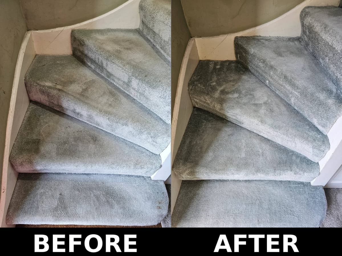 Before and after carpet cleaning